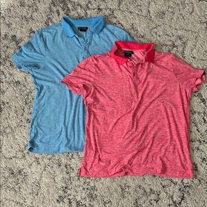 Bundle of 2 Kyodan Golf Red and Blue Heathered Shirts—-Size: Small